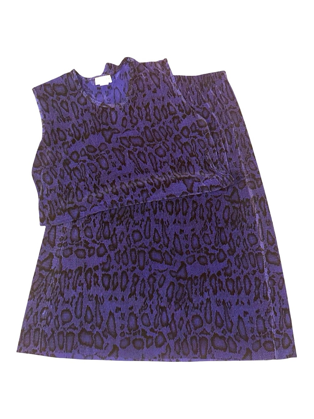 Ninety Woman Blue & Black Pleated Knit Top